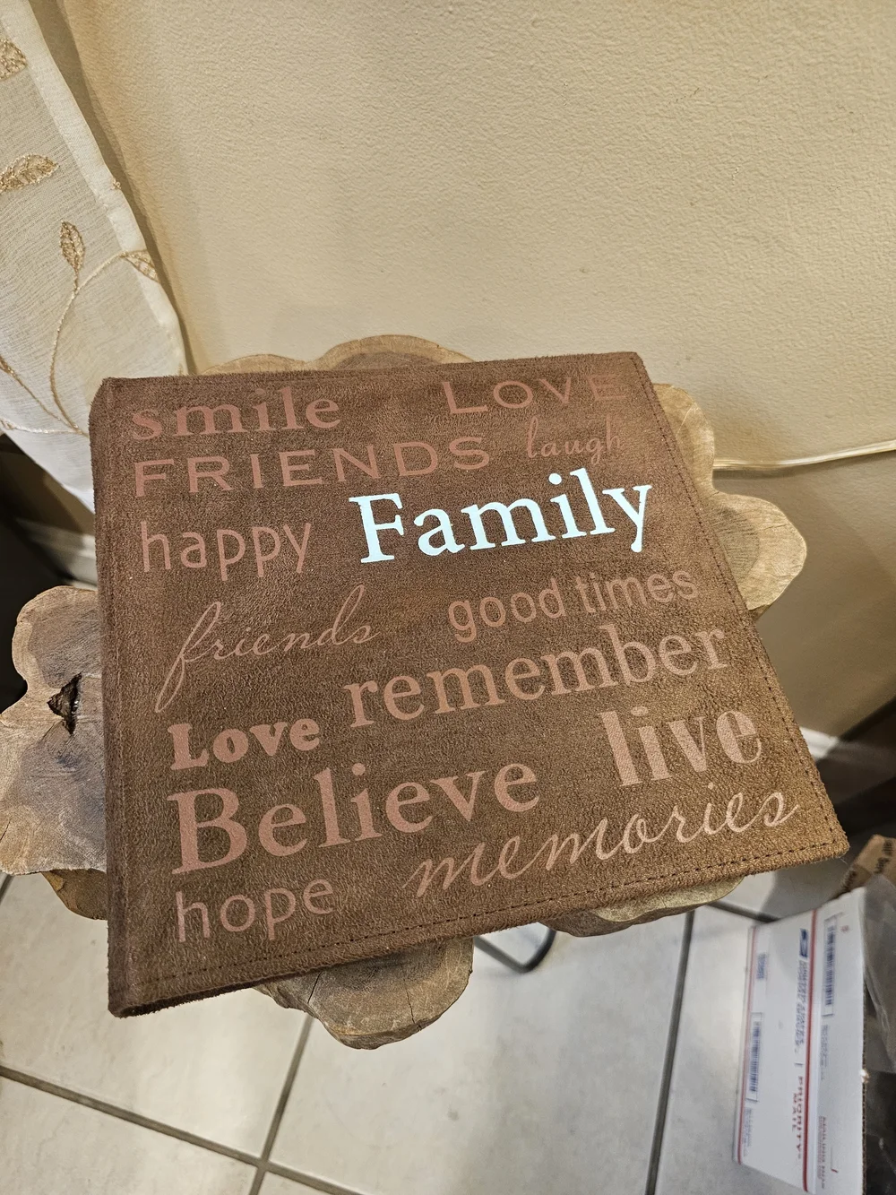 PIONEER Faux Brown Suede Photo Album And Peapod Design Photo